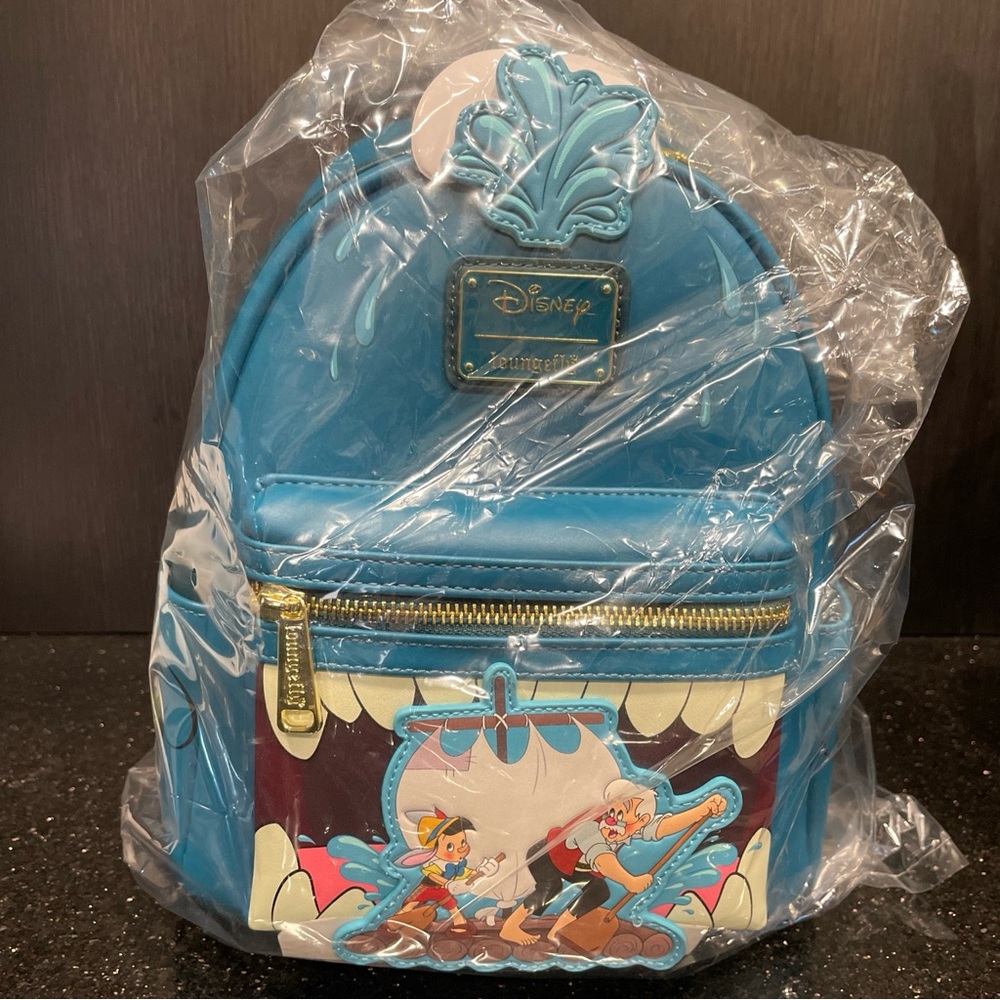Loungefly Disney Pinocchio Whale and Raft Monstro Mini Backpack Brand New - Picture 1 of 12